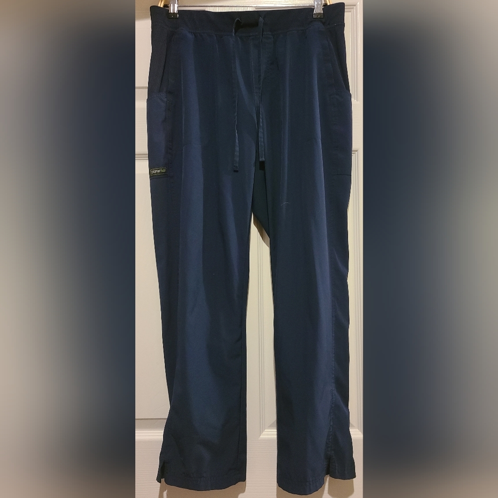 Planet Koi scrub pants, Petite Large dark blue